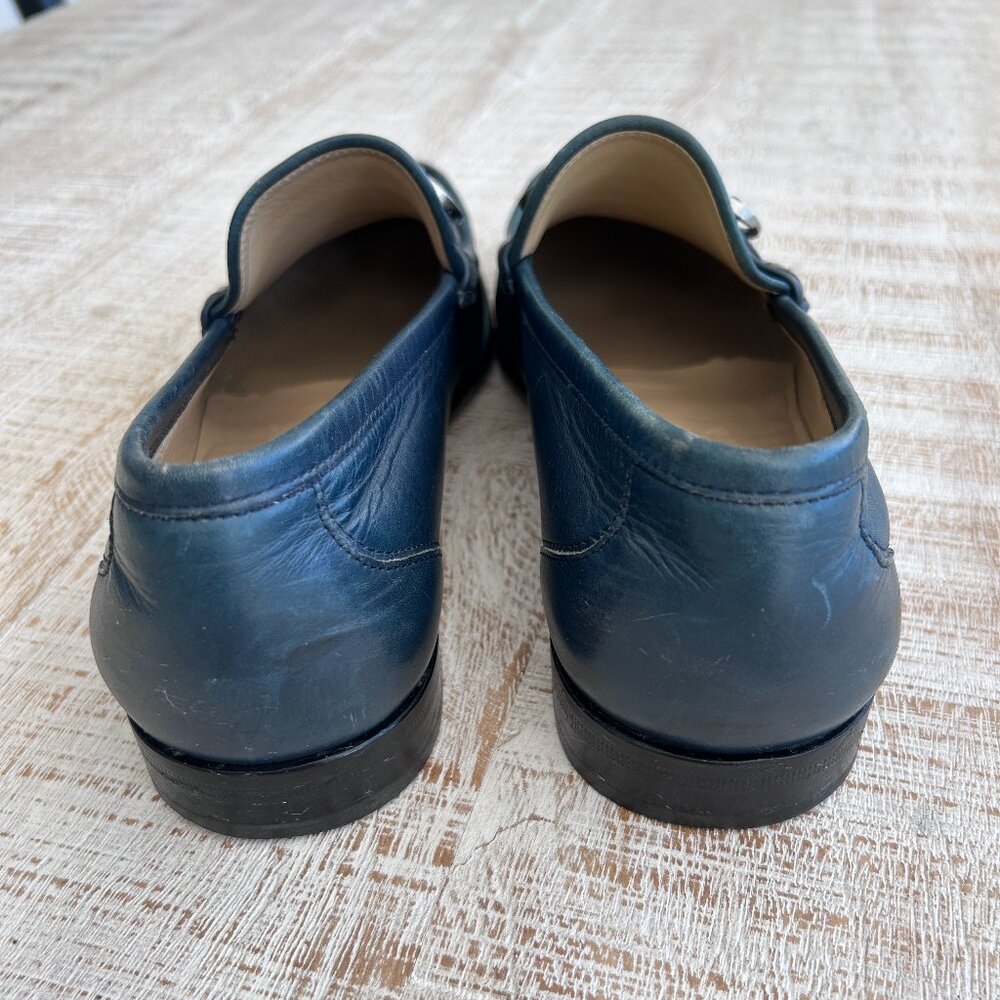 Salvatore Ferragamo Men's Dark Blue Leather Horse Bit Penny Loafer Size 10 1/2 D - Picture 3 of 13